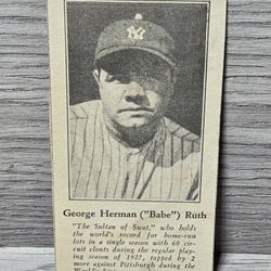 1928 Fro Joy Ice Cream Babe Ruth #1 George Herman Ruth NY Yankees HOF