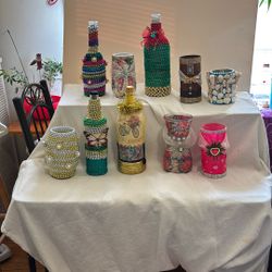 Decorated Vases And Liquor Bottles