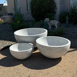 Concrete Bowl Set Planter