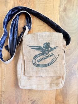 Guatemala Quetzal Burlap Crossbody Bag