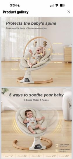 Electric Baby Swing Bouncer with 5 Speed Modes