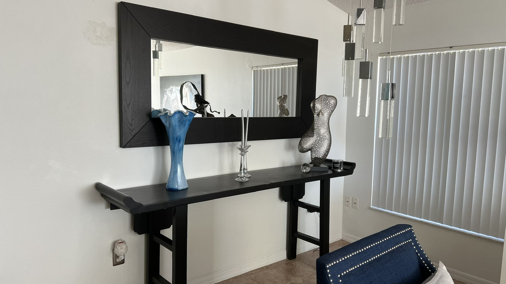 Mirror And Table Black Wood