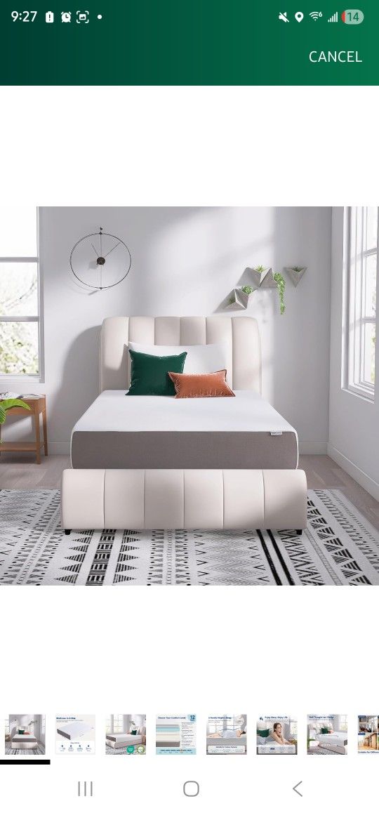 Amazon Basics Memory Foam Mattress, Soft Plush Feel, 12 Inch, Full, White/Grey