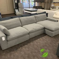Cloud Comfy Plush Smoke Ivory Modular Sectional Sofa Couch 