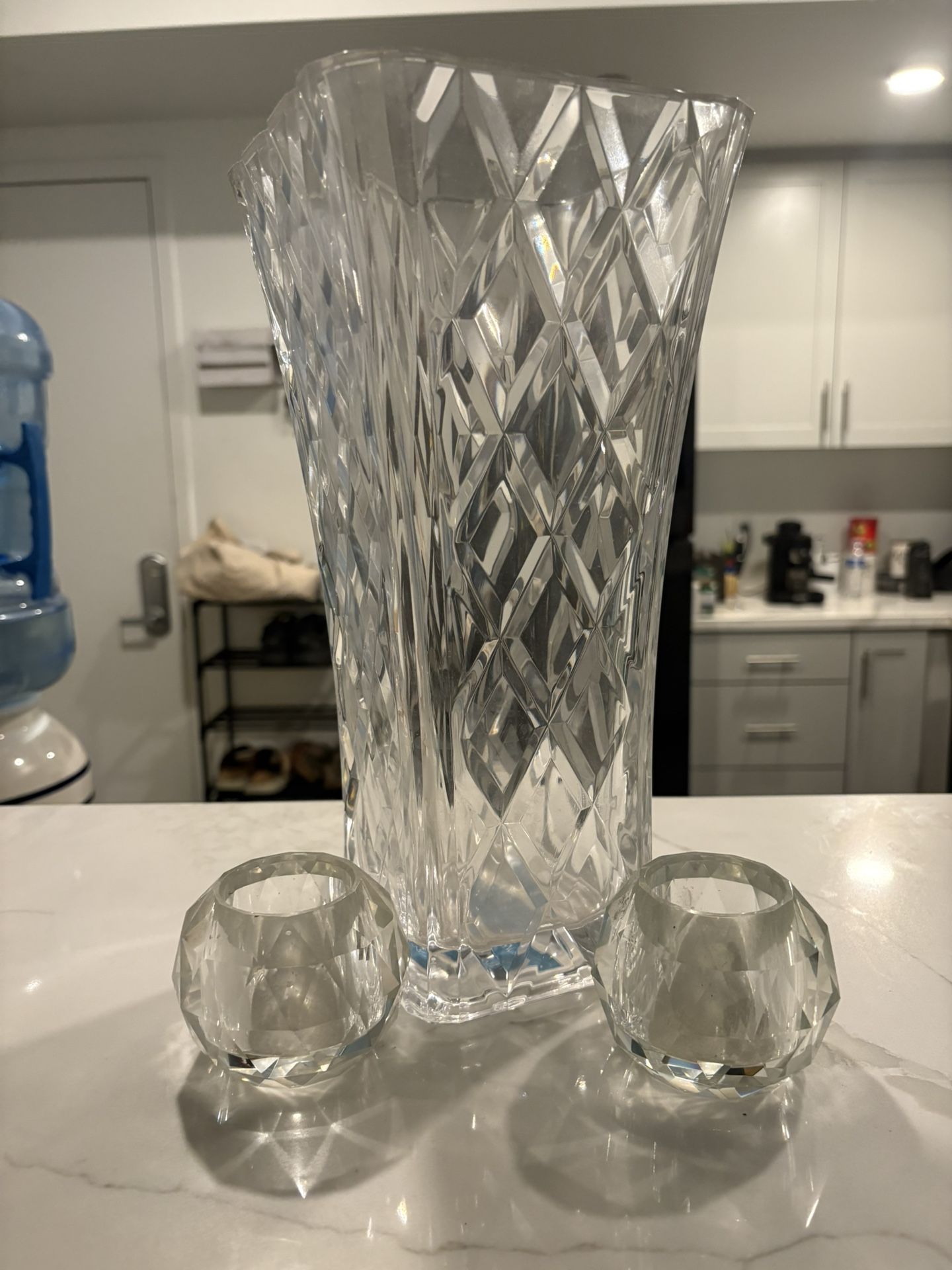 Crystal Vase With Candle Holders