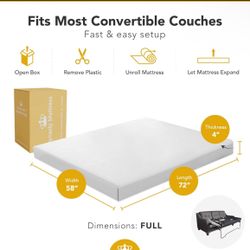 DynastyMattress Sofa Bed Mattress Full Size 4-inch Cool Gel Memory Foam Sleeper