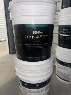 BEHR DYNASTY 5 gal. Ultra Pure White Semi-Gloss Enamel Interior Stain Blocking Paint & Primer