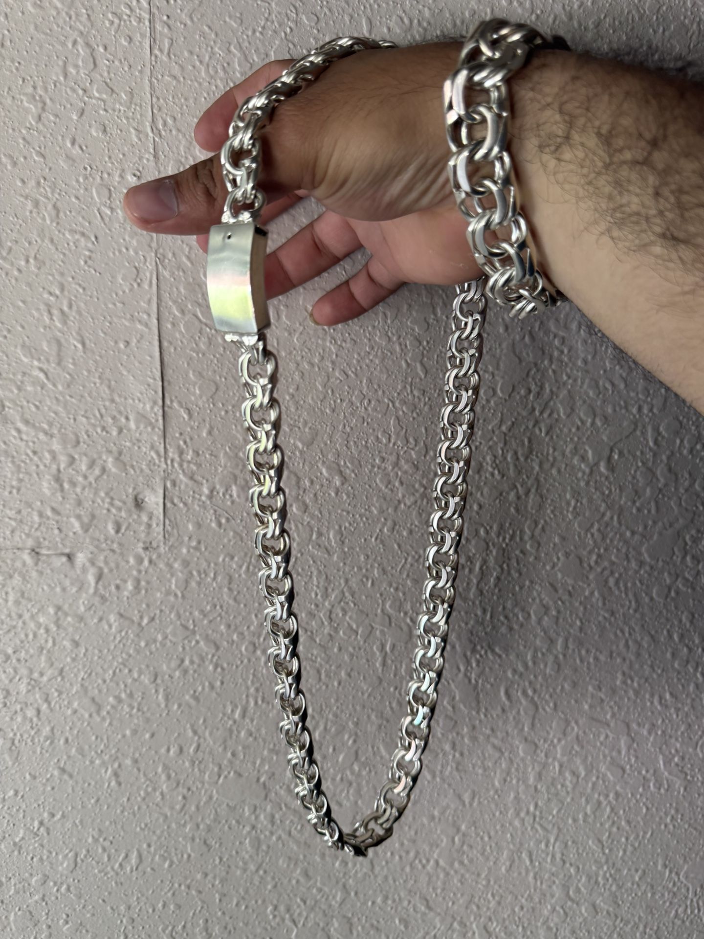 silver chain and bracelet