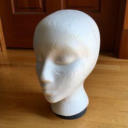 Styrofoam Mannequin Head with Suction Cup on bottom