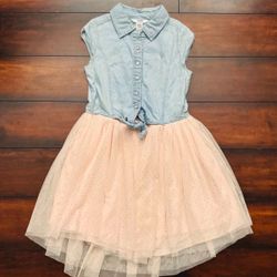 Little Girls Clothes Guess Kids Denim Tulle Dress Size 10/12 