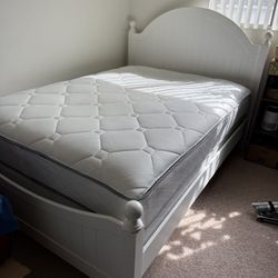Full Size Bed Frame Mattress Box Spring White 