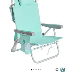 SUNNYFEEL Low Beach Chairs for Adults 5 Position Lay Flat, Portable Folding Backpack Beach Chair Heavy Duty with Cooler Bag, Cup Holder for Outdoor/La