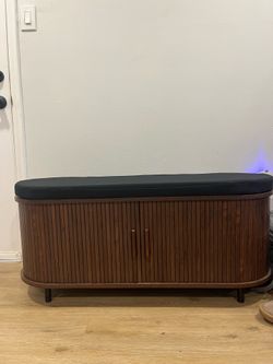 Mid-Century Modern Tambour Shoe Bench