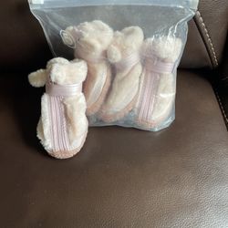 Pink Furry Dog Shoes