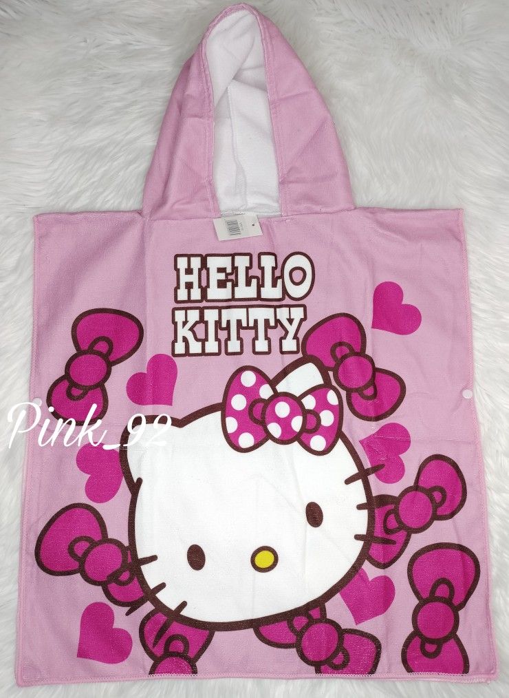 HELLO KITTY KIDS PONCHO HOODED TOWEL