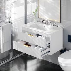 30" Bathroom Vanity Cabinet with Ceramic Sink,