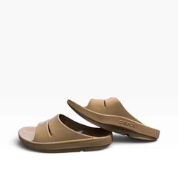 OOFOS OOahh Slide Recovery Sandals Nomad Tan Womens 11 Mens 9 EU 42 - Unisex