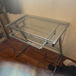 Gorgeous Glass Desk With glass Keyboard Tray