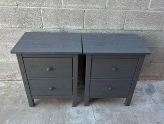 2 Ikea Hemnes Solid Wood Gray Nightstands