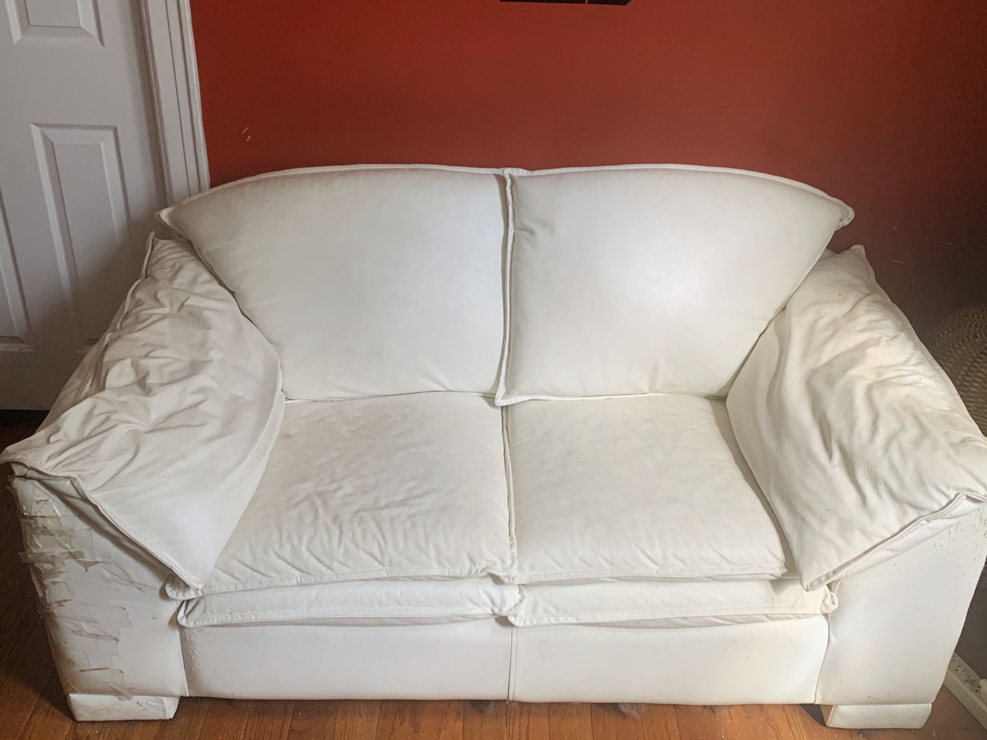 Real genuine white leather Maurice Villency loveseat couch 🛋 for sale