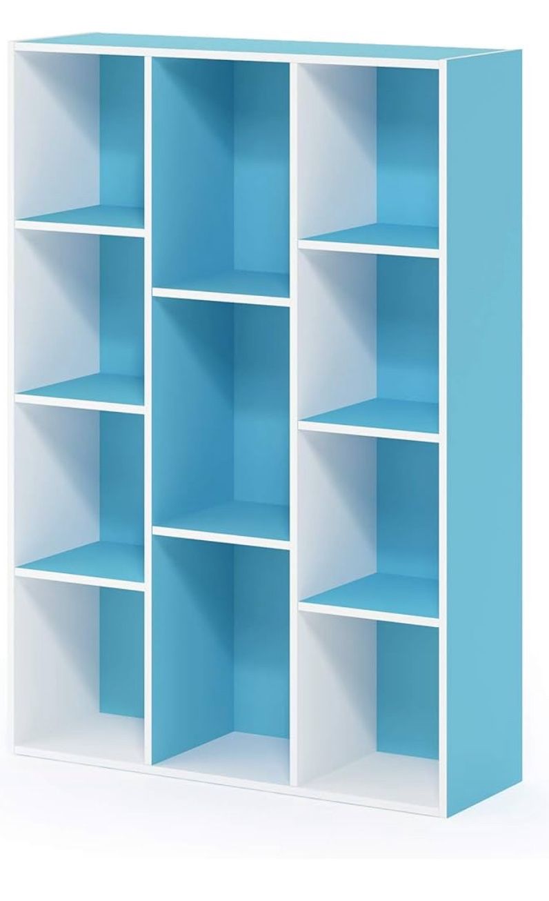 White And Baby Blue 11 Cube Book Shelf