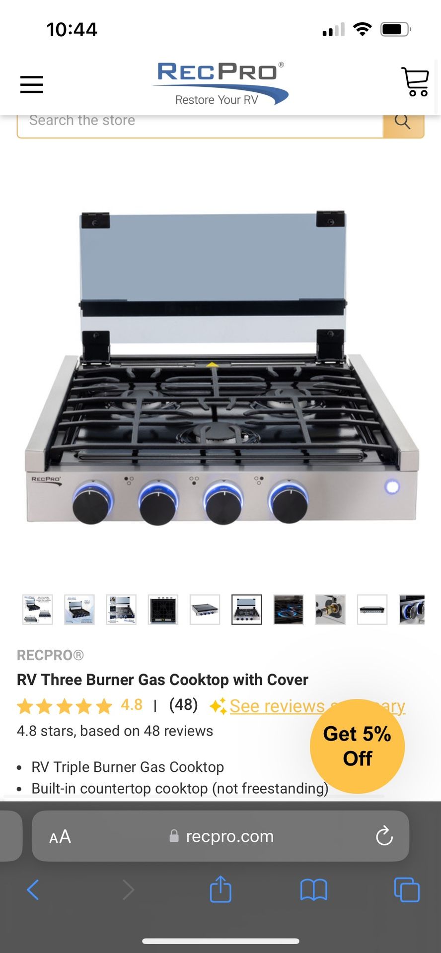 RecPro Rv 3 Burner Stove Top