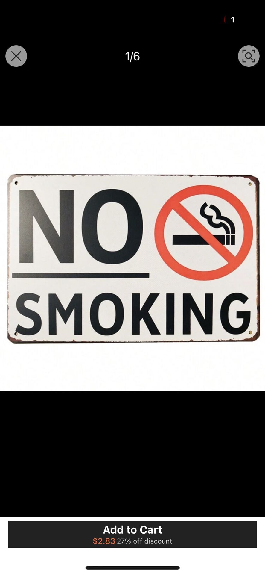 No Smoking Sign (for Room)