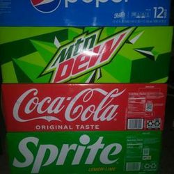 Sprite, Coke, Pepsi, Mountain Dew $6 A 12 Pk. 