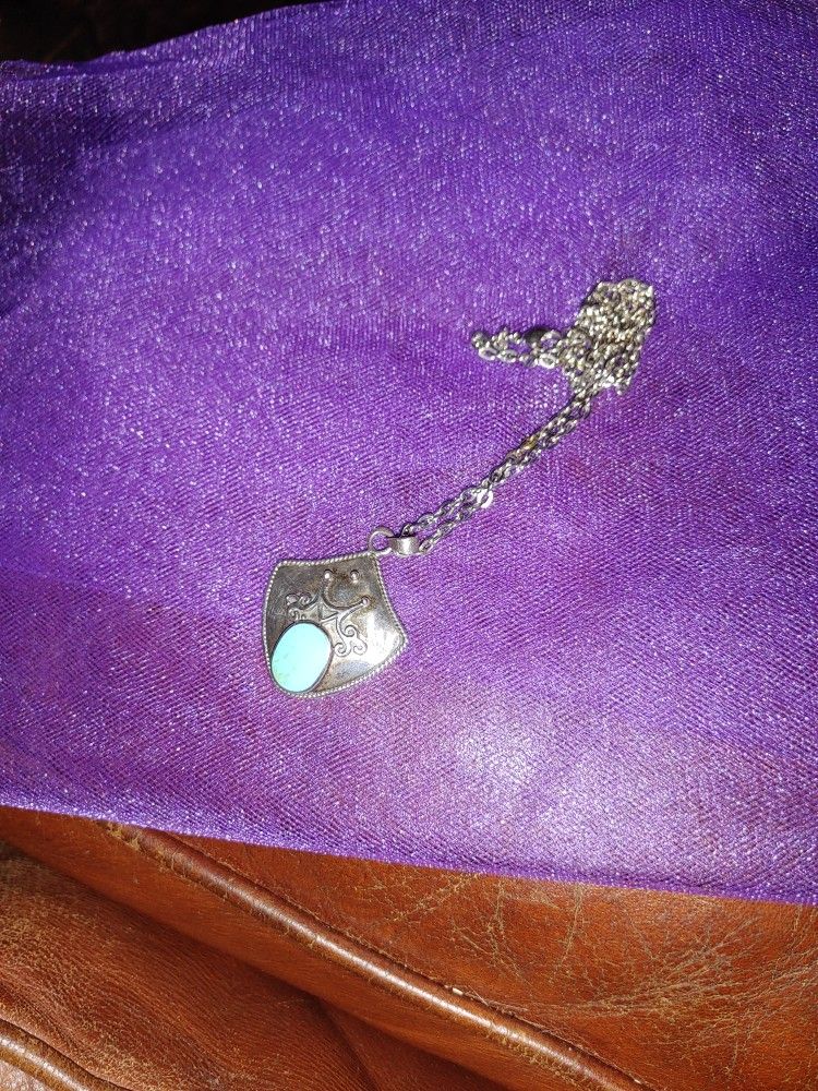 Sterling, Simulated turquoise pendant.