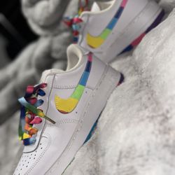Air Force 1 White Nike Shoes  Rainbow Special Edition 5.5