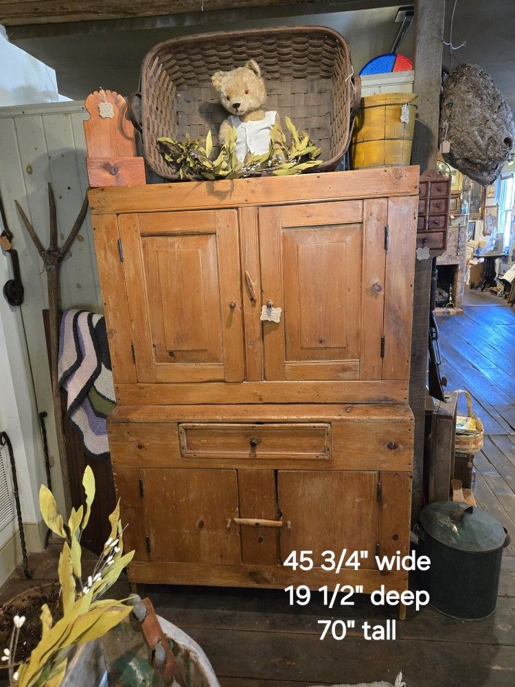 Antique Primitive Pine Farmhouse Cupboard 