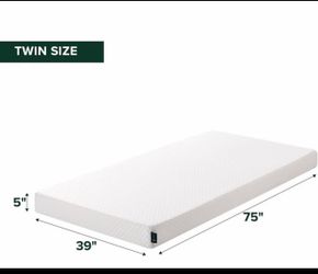 NEW Zinus 5” Twin Cooling Essential Memory Foam Mattress – – $100