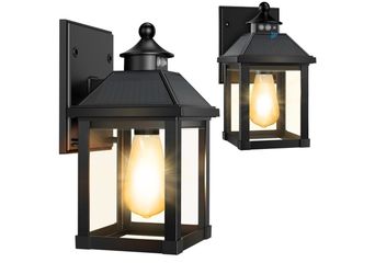 2 Pack Solar Wall Lanterns Outdoor with 3 Modes, Dusk to Dawn Motion Sensor LED Sconce Lights