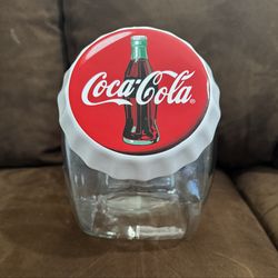 Vintage Coca Cola Glass Canister Cookie Candy Jar