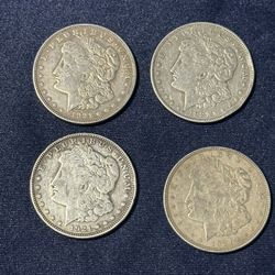 4- 1921 US Morgan Silver Dollar 