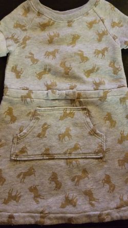 Gymboree girls dress size 2t gray / gold unicorns