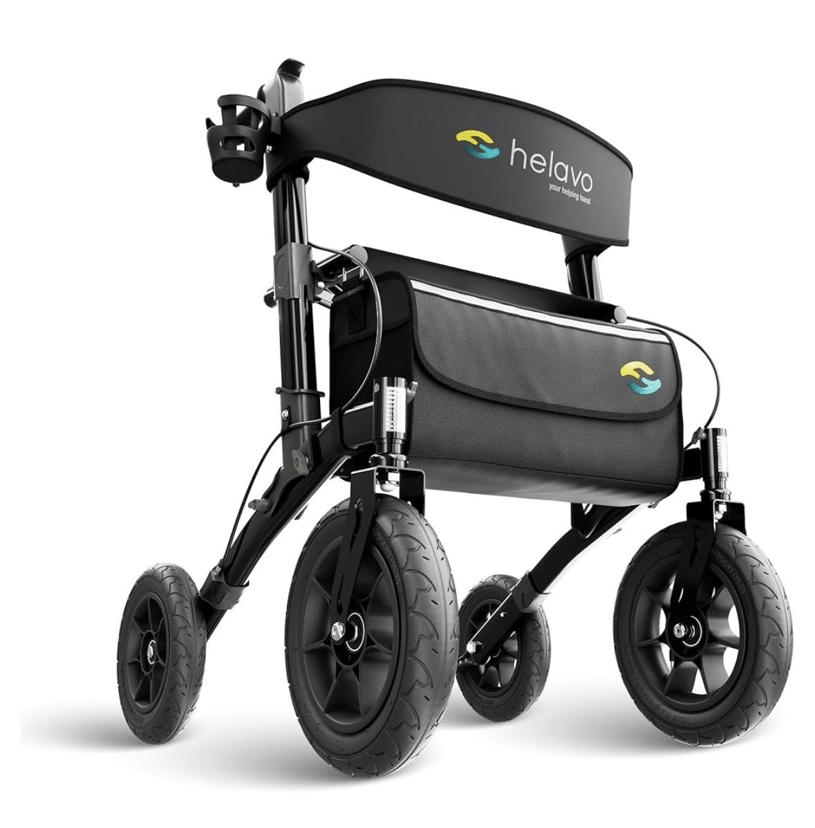Helavo All Terrain Upright Walker with Flat-Free Solid Rubber Tires - Outdoor Stand Up Walker for Seniors