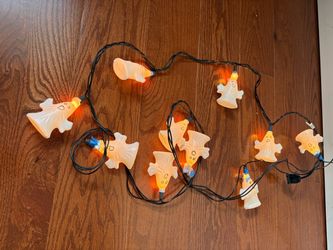 Vtg Blow Mold Halloween Ghost String Lights 10 Count Spooky Decor Tested Works
