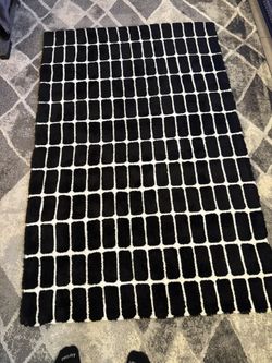Black And White Brick Pattern Area Rug