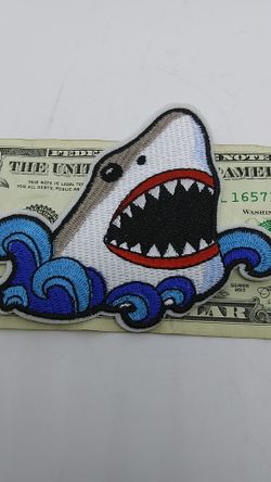 NEW JAWS SHARK EMBROIDERED PATCH