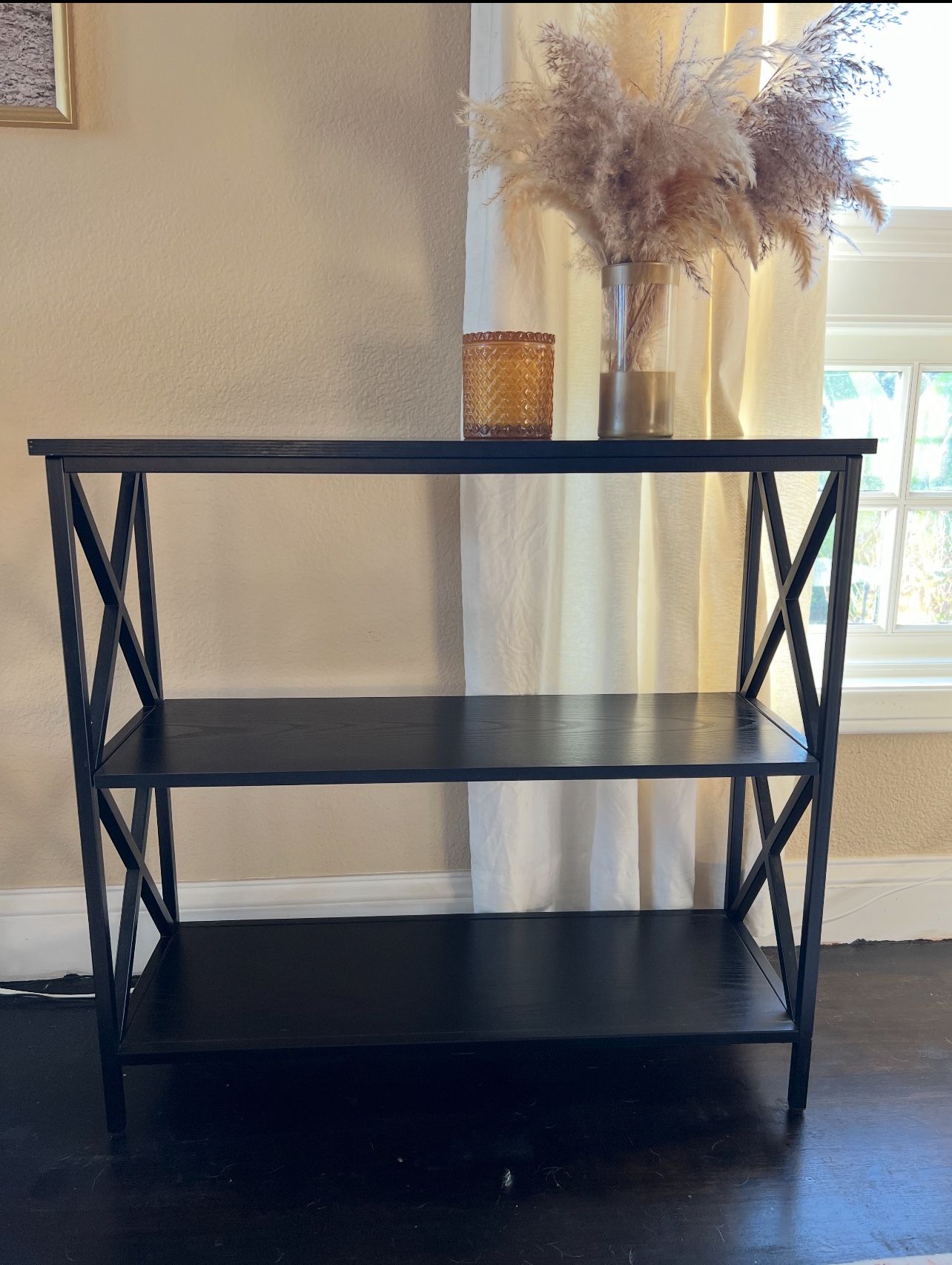Wood Black Entryway Entry Table Serving Buffet Display Side Table Behind The Couch Stand Bookshelf