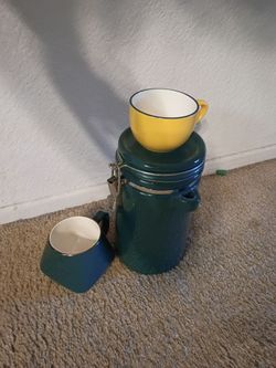 Enamel Coffee Percolator with Two Cups