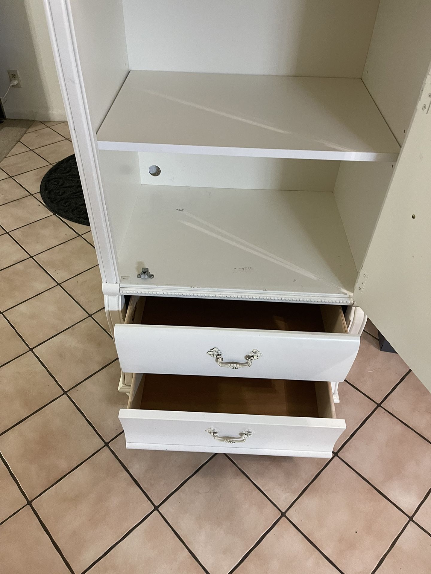 Stanley White Painted Mirrored Door Armoire
