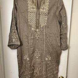 Alkaram Brown Kurta Medium