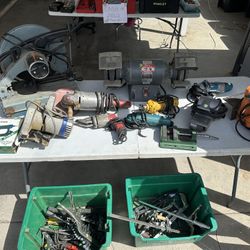 Power Tool Lot – Grinders, Bench Grinder, Saw, Drill Accessories (DeWalt, Milwaukee, More)