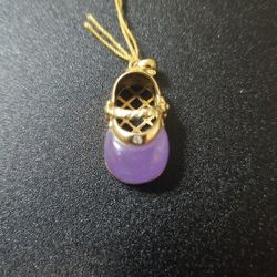 14k Yellow Gold Girls Shoe Pendant 