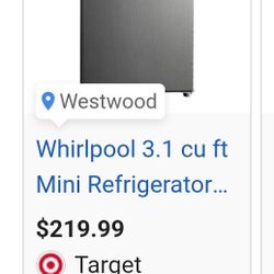 WHIRLPOOL MINI FRIDGE TWO DOOR WITH FREEZER VERY CLEAN LIKE NEW