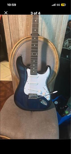 Blue Stratocaster-Style Electric Guitar