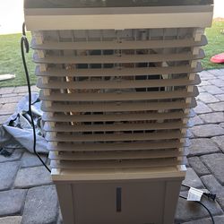 Portable air, conditioner, indoors, or outdoors