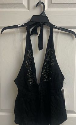 Brand new Juniors black & brown embellished halter tops sizes S-M & L $6.00 each